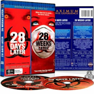 28 Days Later and 28 Weeks Later DVD set with discs and cases.