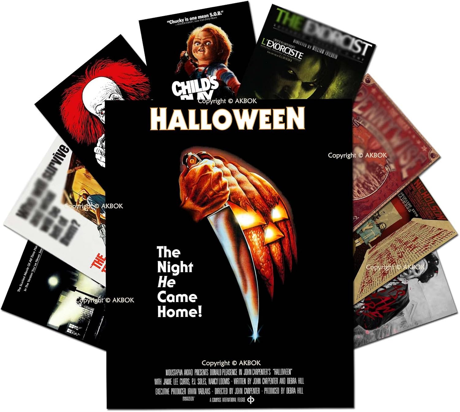 9 Pieces Vintage Horror Movie Posters