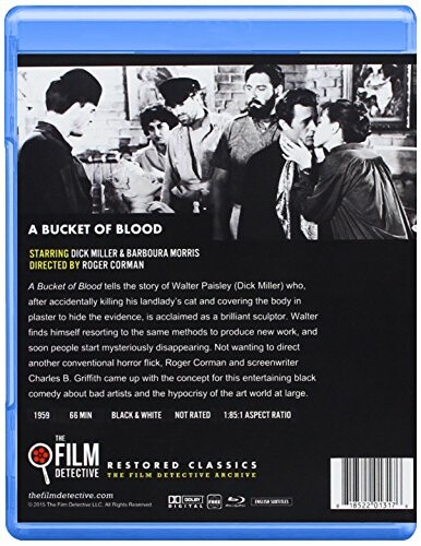 DVD cover of 'A Bucket of Blood' featuring cast photo and description.