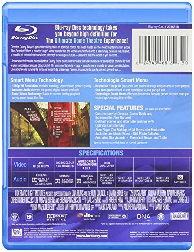 Back cover of a Blu-ray disc case with movie details and special features.