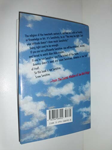 Back cover of a book with clouds and a quote about sensitivity.