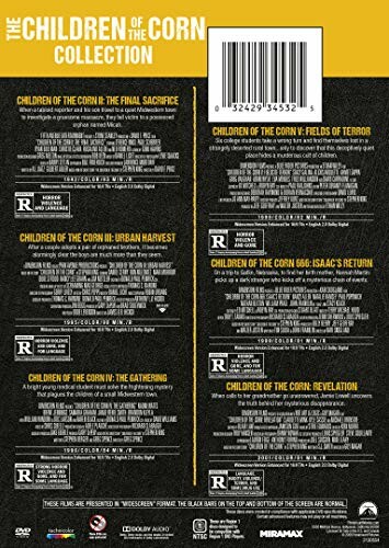 Back cover image of the Children of the Corn Collection DVD featuring descriptions of multiple films in the series.