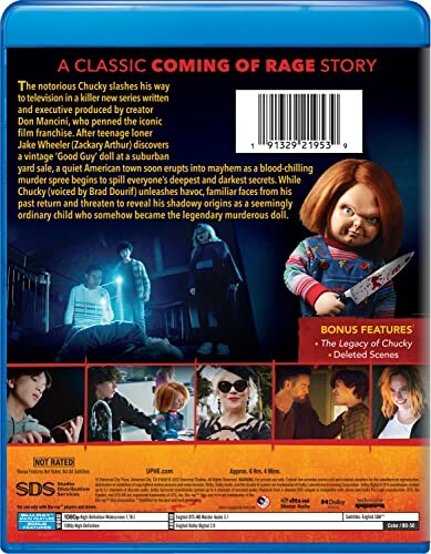 Chucky DVD cover with description and images of characters