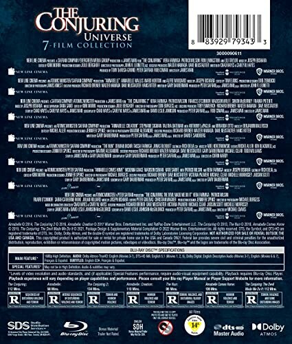 Back cover of The Conjuring Universe 7-Film Collection DVD set.