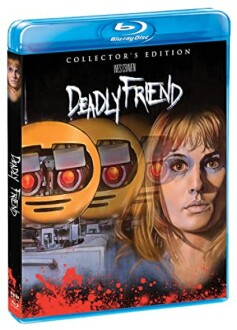 Deadly Friend Blu-ray cover with robotic eyes and woman's face