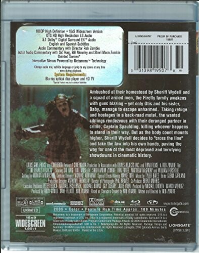 Back cover of 'The Devil's Rejects' Blu-ray featuring synopsis and movie details.