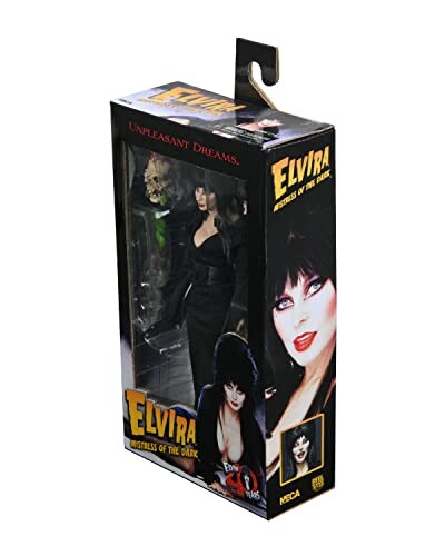 Box of Elvira Mistress of the Dark action figure with multiple images.