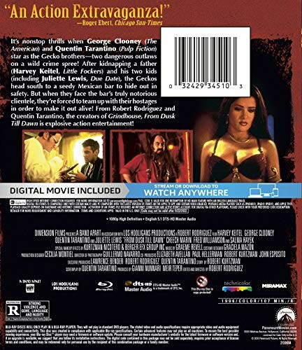 DVD cover of From Dusk Till Dawn featuring movie details and images.