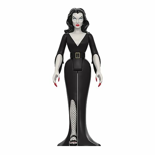 Gothic vampire figurine in black dress with red nails.