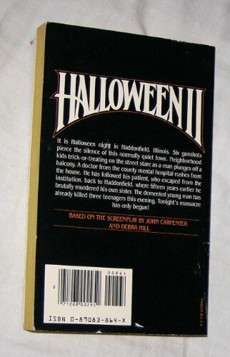 Back cover of the Halloween II book with description and ISBN.