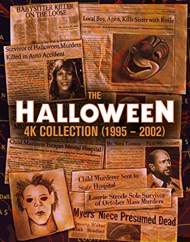 Halloween 4K Collection cover featuring newspaper clippings and movie title.