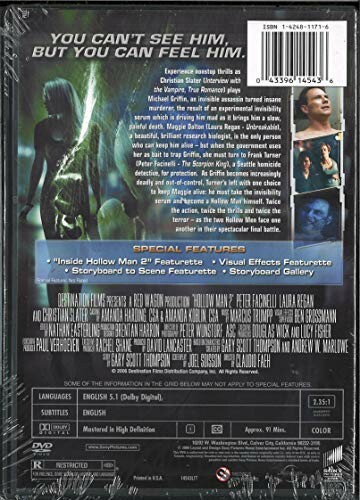 Back cover of Hollow Man DVD with special features and movie description.