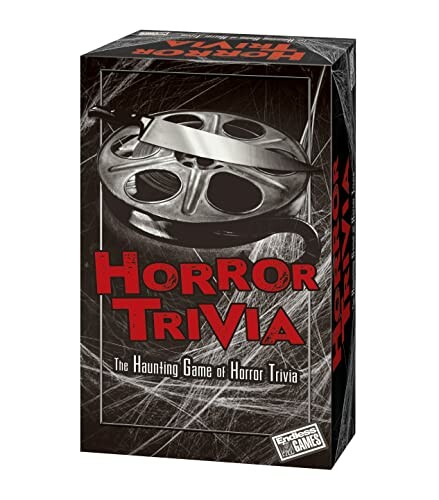 Horror Trivia board game box with knife and film reel design.