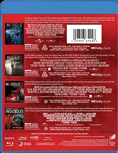 Back cover of Insidious Blu-ray showing movie descriptions and ratings.