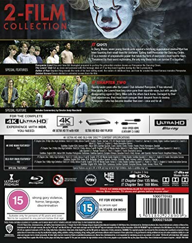 Back cover of IT 2-film collection with movie details and features