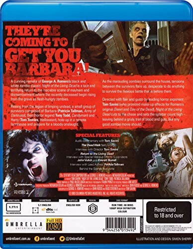 Blu-ray cover of Night of the Living Dead featuring horror characters and movie details.