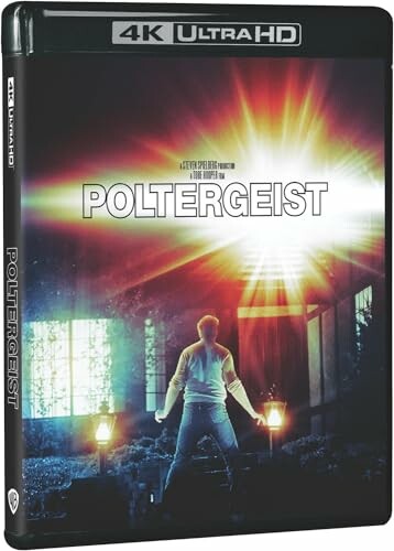 Poltergeist 4K Ultra HD movie cover featuring a person and bright light.