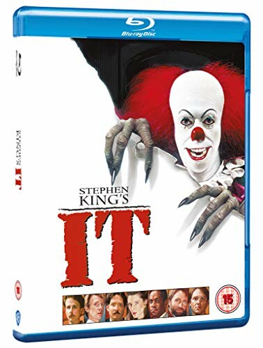 Blu-ray cover of Stephen King's IT featuring a clown and cast images.