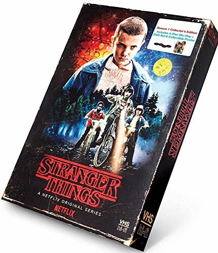 Stranger Things VHS box set with characters on cover.