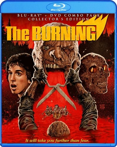 The Burning Blu-ray cover with horror imagery and scissors.