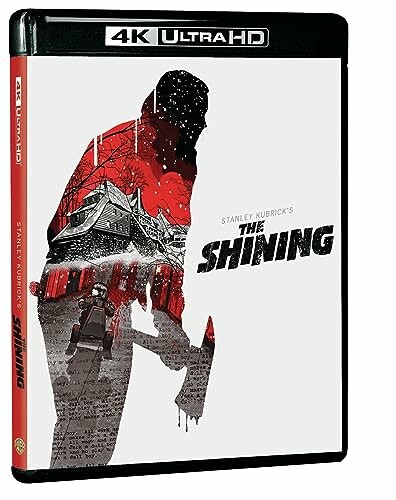 4K Ultra HD cover of The Shining featuring a silhouette with an axe and winter scene.