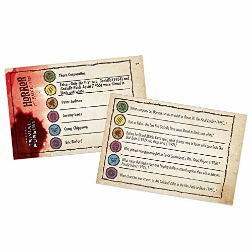 Trivial Pursuit Horror Edition question cards with horror-themed questions.